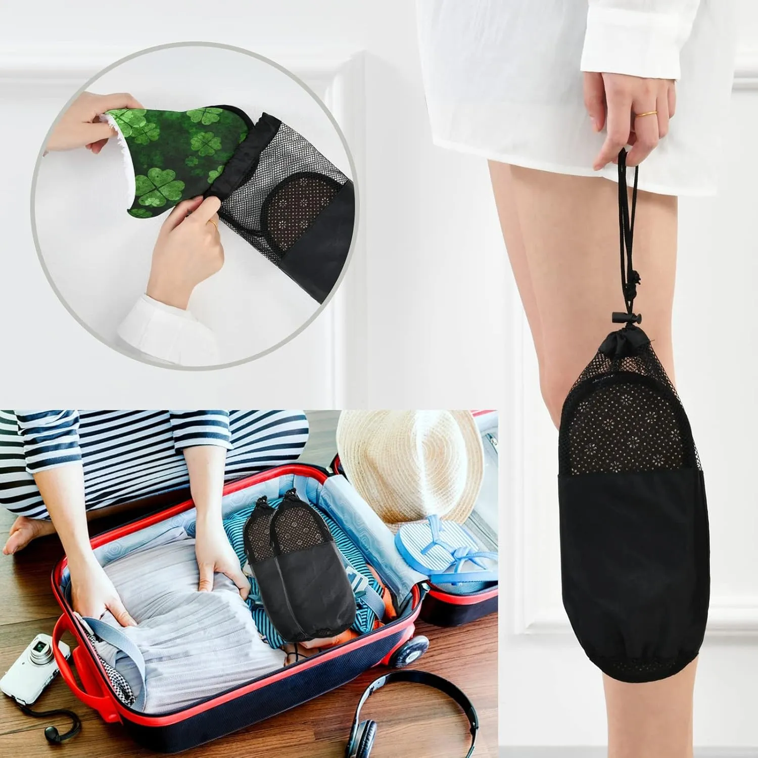 St Patricks Day Shamrocks Slippers, Soft Memory Foam Non-Slip Indoor House Slippers Home Shoes for Bedroom Hotel Travel Spa
