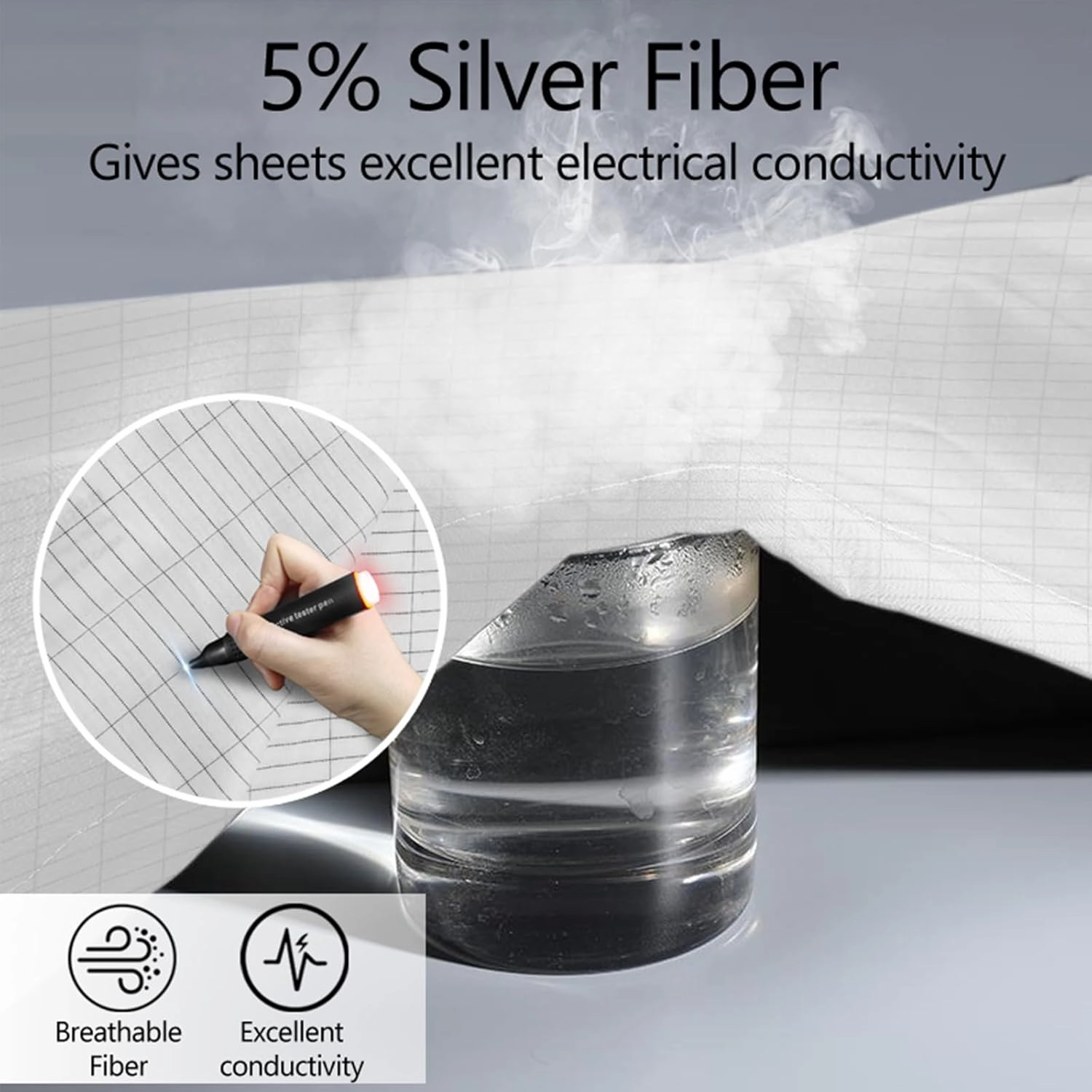 Standard Single Bed Grounding Sheet with Grounding Wire, Soft and Wrinkle Free, Improves Sleep Beige 39"X75"X14"