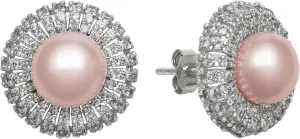 Sterling Silver Pink Cultured Freshwater Pearl and Cubic Zirconia Halo Stud Earrings for Women