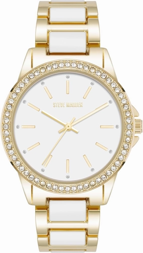 Steve Madden Women's Genuine Crystal Accented Bracelet Watch