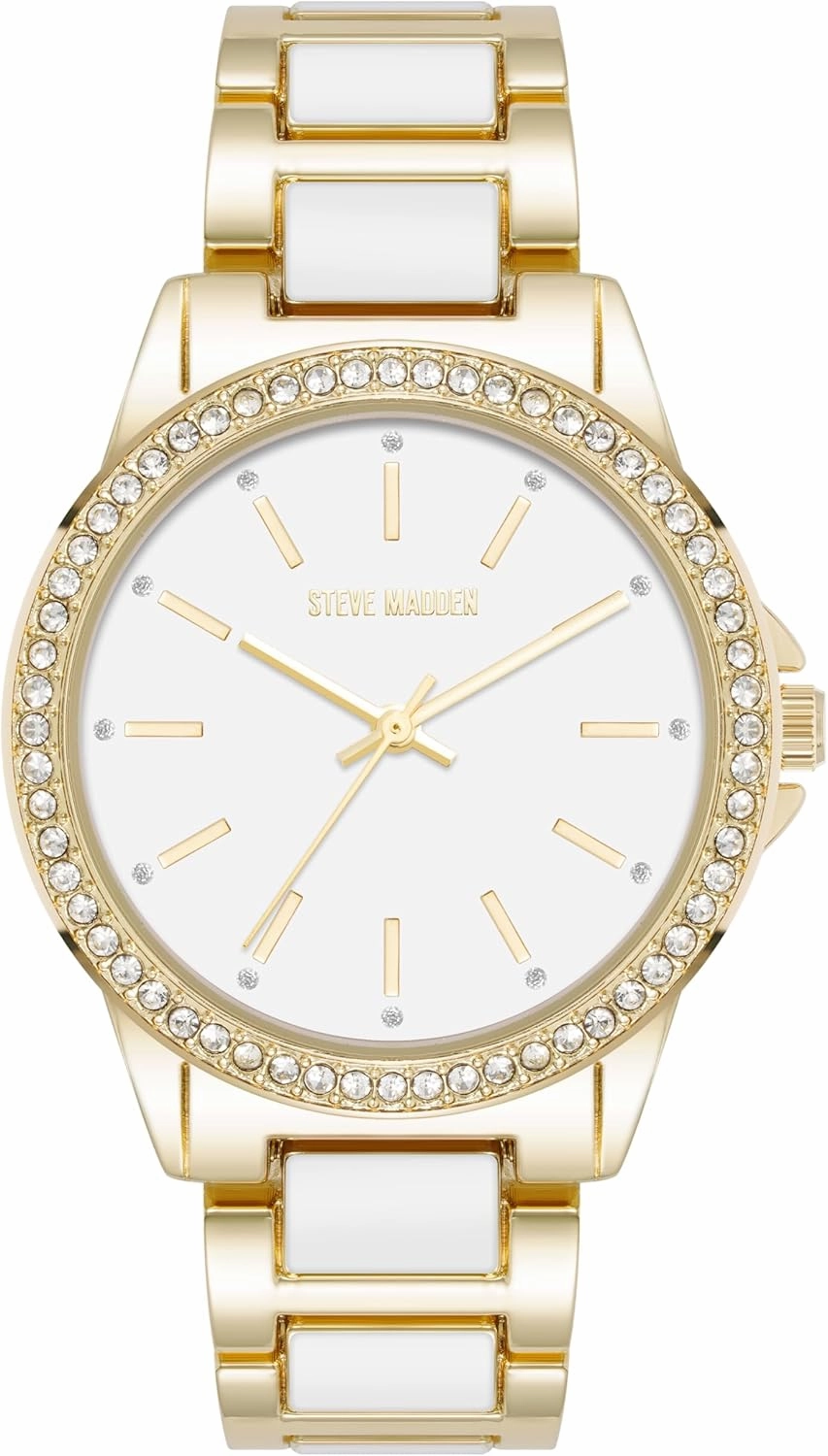 Steve Madden Women's Genuine Crystal Accented Bracelet Watch