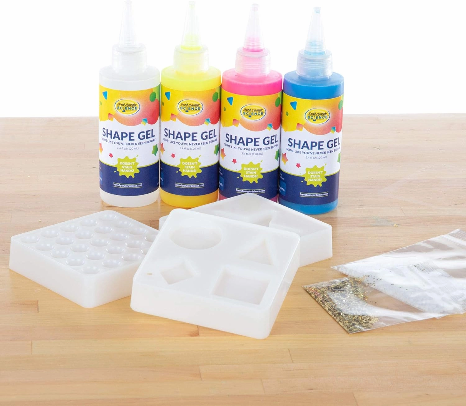 Steve Spangler Science Shape Gel Deluxe Kit – Hands-On Science Kit for Kids to Learn About Polymers, DIY Slime Kit for Classroom and Home Learning – STEM Activity for Ages 6 