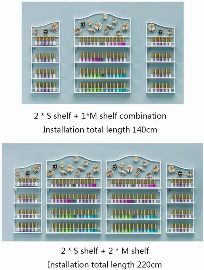 Storage Rack. Wall-Mounted Essential Oil and Nail Polish, 4-Layer Salon Metal Nail Polish Display Stand, Makeup/Perfume/Essential Oil/Lipstick Storage Organizer, for Home Business Nail Shop/G (White