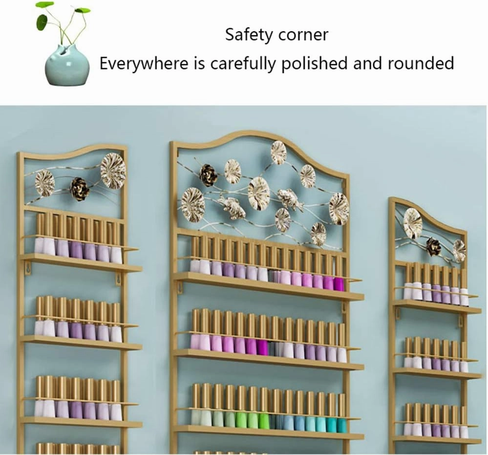 Storage Rack. Wall-Mounted Essential Oil and Nail Polish, 4-Layer Salon Metal Nail Polish Display Stand, Makeup/Perfume/Essential Oil/Lipstick Storage Organizer, for Home Business Nail Shop/G (White