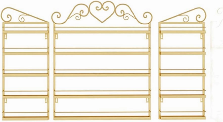 Storage Rack. Wall-Mounted Nail Polish Stand Storage Box, Retail Store Metal Nail Polish Storage Display Rack Display Rack Lipstick Perfume, Suitable for Nail Shop/Salon/Cosmetic/Gold/3 Piece