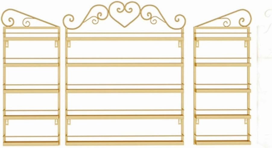 Storage Rack. Wall-Mounted Nail Polish Stand Storage Box, Retail Store Metal Nail Polish Storage Display Rack Display Rack Lipstick Perfume, Suitable for Nail Shop/Salon/Cosmetic/Gold/3 Piece