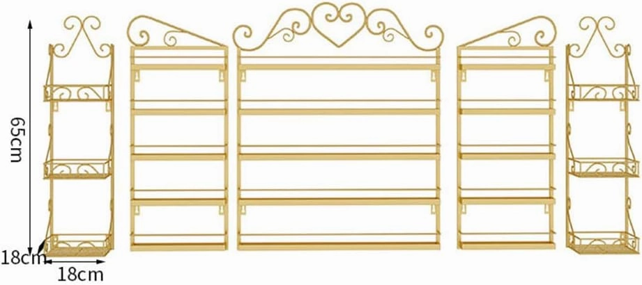 Storage Rack. Wall-Mounted Nail Polish Stand Storage Box, Retail Store Metal Nail Polish Storage Display Rack Display Rack Lipstick Perfume, Suitable for Nail Shop/Salon/Cosmetic/White/4 Piec (Gold