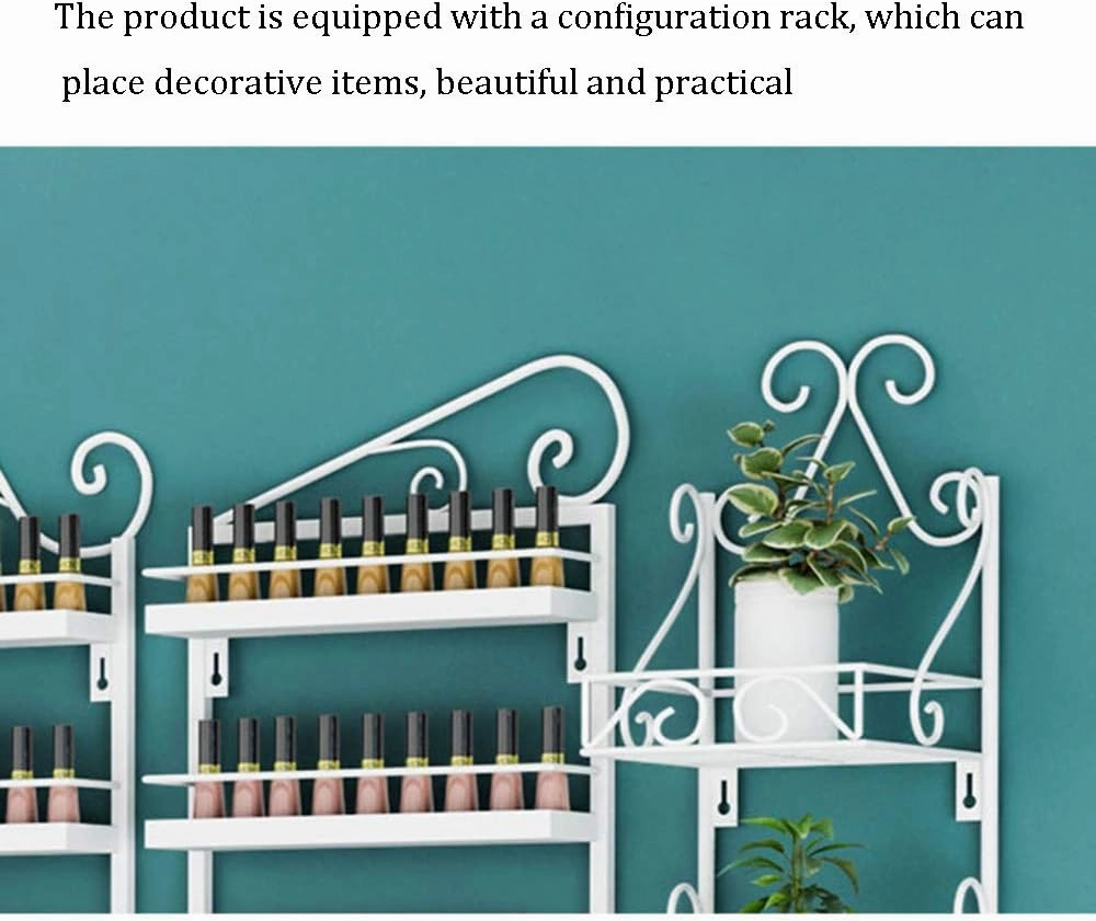 Storage Rack. Wall-Mounted Nail Polish Stand Storage Box, Retail Store Metal Nail Polish Storage Display Rack Display Rack Lipstick Perfume, Suitable for Nail Shop/Salon/Cosmetic/White/4 Piec (Gold
