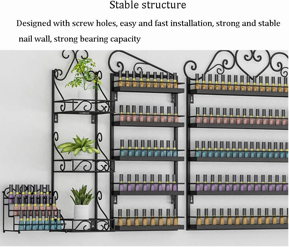 Storage Rack. Wall-Mounted Nail Polish Stand Storage Box, Retail Store Metal Nail Polish Storage Display Rack Display Rack Lipstick Perfume, Suitable for Nail Shop/Salon/Cosmetic/White/4 Piec (Gold