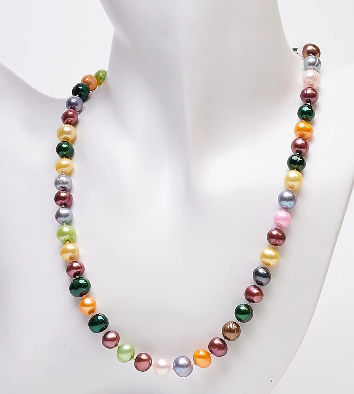Stunning 8-9mm Freshwater Pearl Necklace For Women Girls | Women Pearl Necklace White Black Pink Multicolour 18In