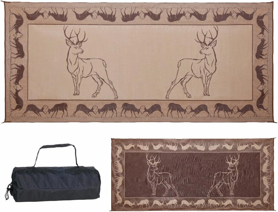 Stylish Camping PE1 Black /Brown/Beige 8-Feet x 18-Feet Deer Mat