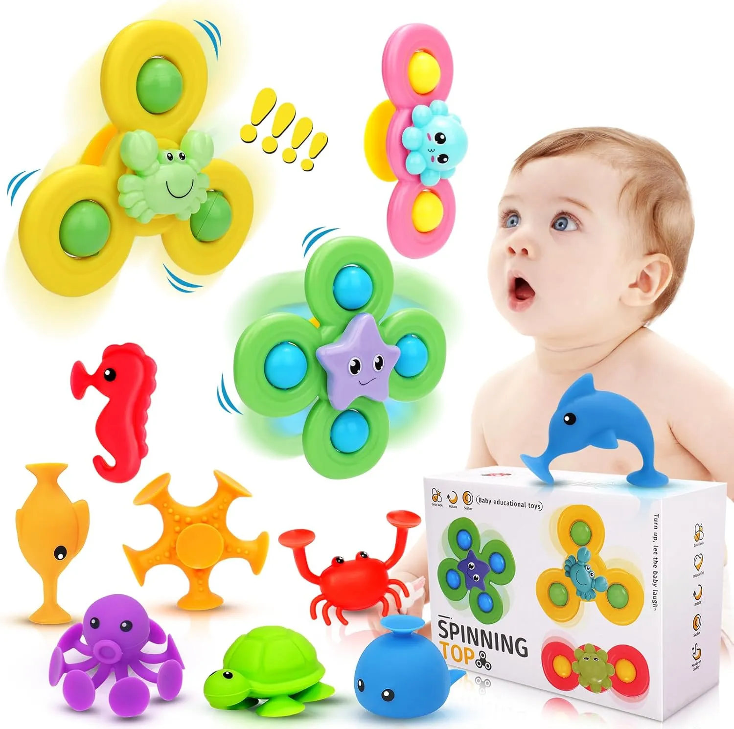 Suction Cup Bath Toys for Baby - 11 Pcs Window Toys for Toddlers, Airplane Car Travel