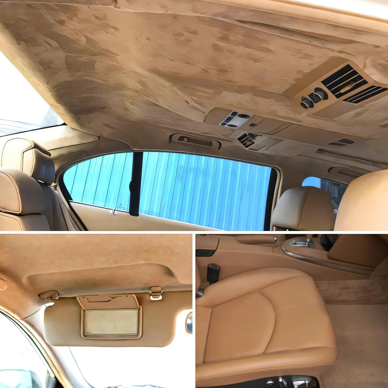 Suede Auto Headliner Fabric 92" L × 60" W with Foam Backing - Tube Packaging - -Beige Interior Replacement Material for Car/Truck/SUV/RV Roof - Home Repair/DIY Headliner Material