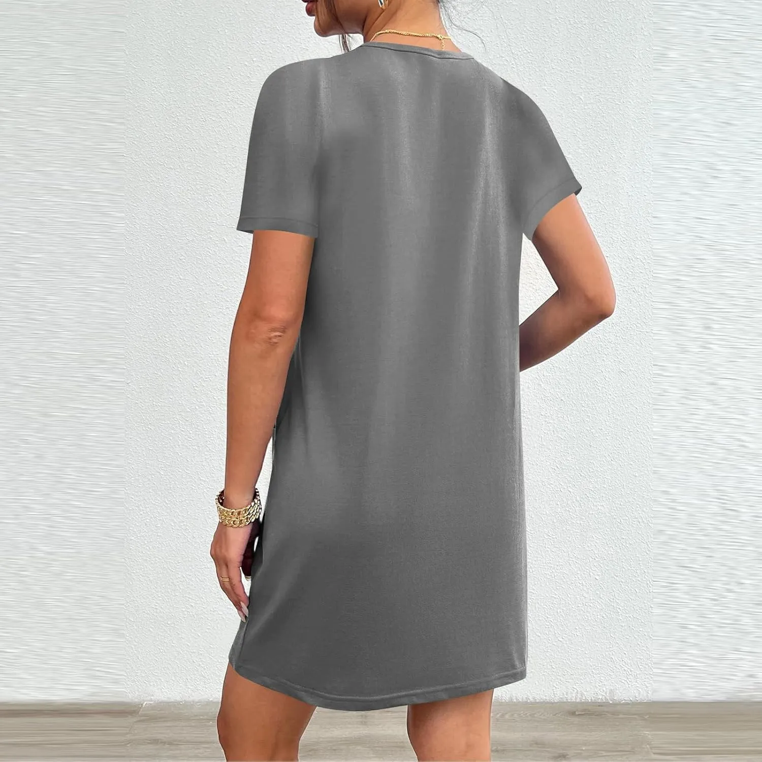 Summer Dresses for Women 2025 Classiac Fit Short Sleeve Midi Dress with Pockets Casual Loose Summer Beach Dresses