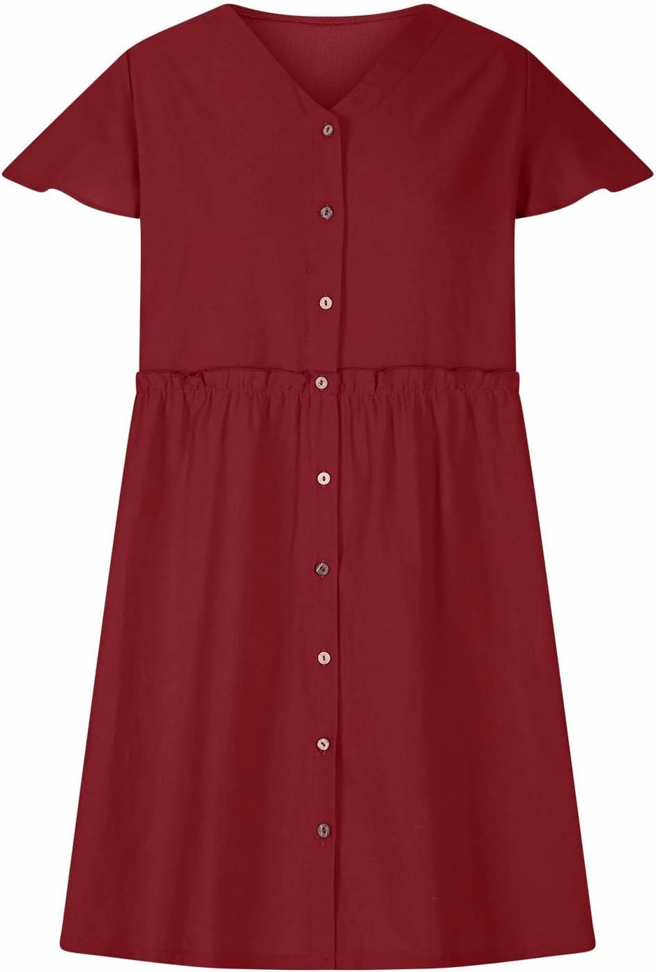 Summer Dresses for Women 2025 Casual V-Neck Ruffled Sleeve Sundress Spring Fashion Ruched Empire Waist Mini Dress