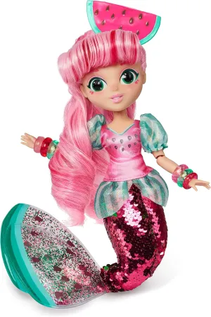 Sunny Days Entertainment Fidgie Friends Watermellow – Mermaid with Flip Sequin Tail | 10.5 Inch Fashion Doll with Fidgets | Sensory Toys for Kids