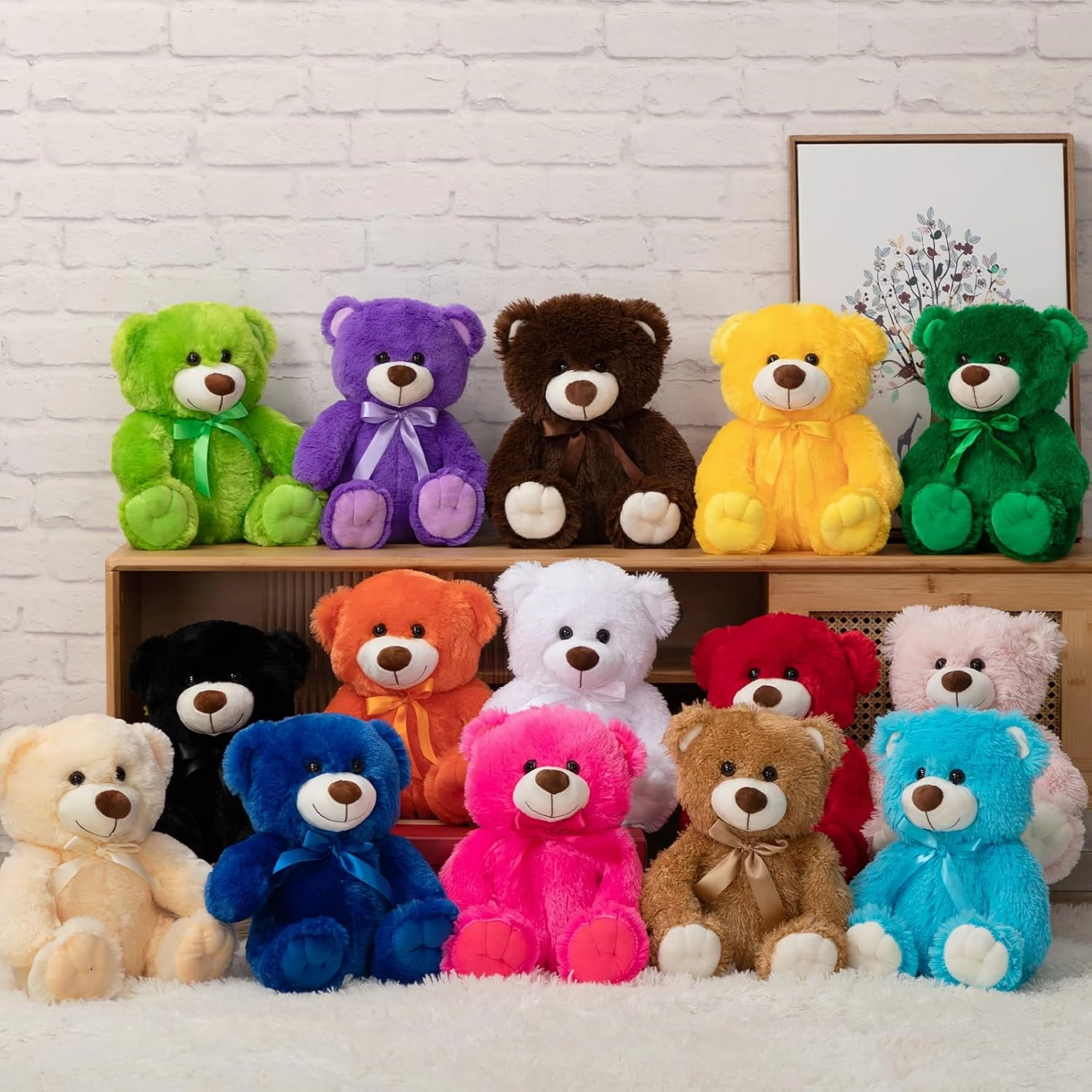 Super Color Teddy Bear Stuffed Animals Plush Toy for Children Girlfriend Family Congratulations Baby Shower Birthday Beige 14 inch