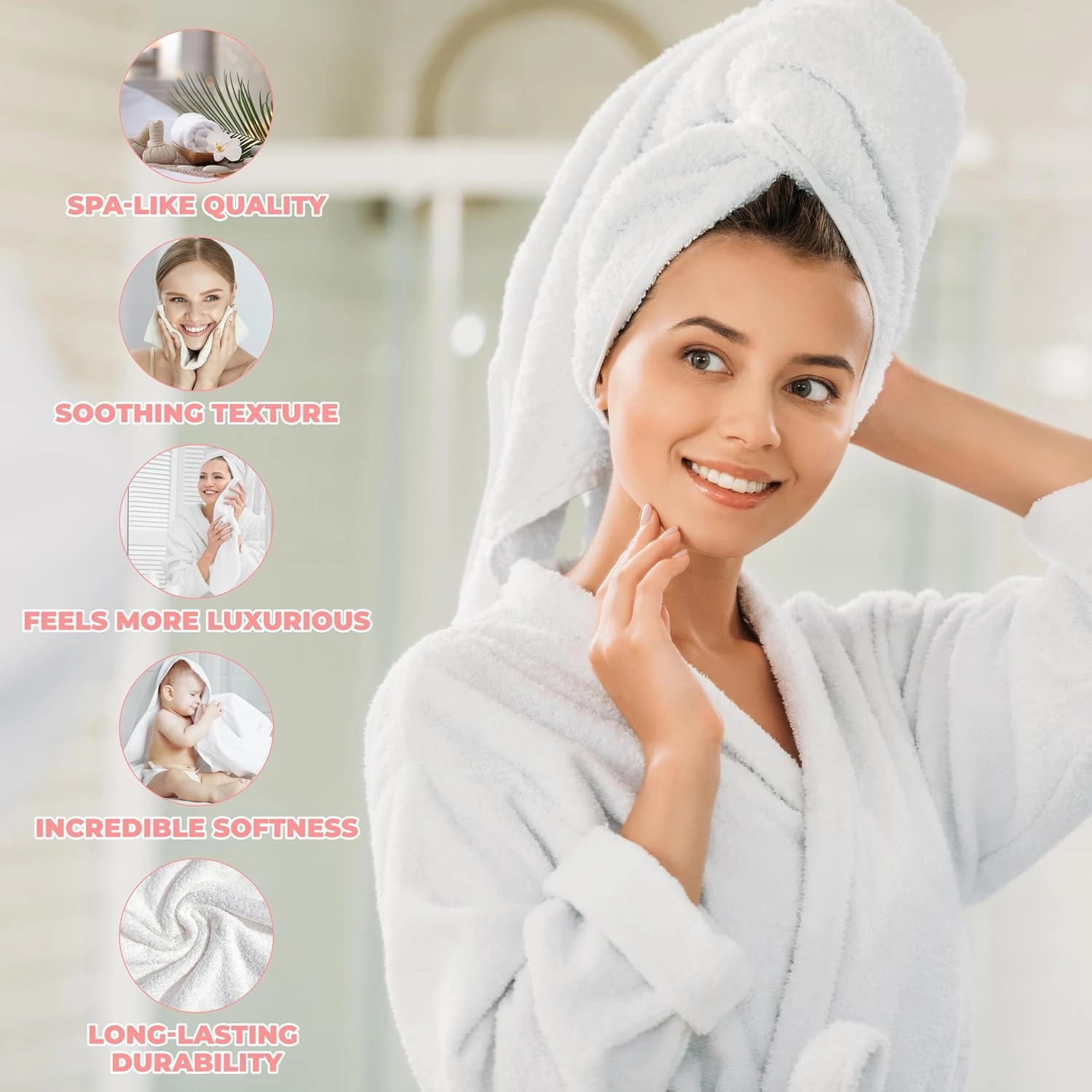 Superior Cotton Hand Towel Set, Medium Sized Towels, Plush Soft Absorbent Bathroom Basics, Home Essentials, Spa, Salon, Hotel, Kitchen, Luxury Quick Dry, Zero Twist Collection, Set of 6, Grey
