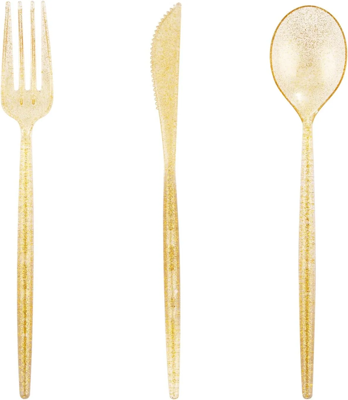 Supernal 180pcs Gold Plastic Silverware Durable Plastic Silverware Gold Glitter Color Party Plastic Cutlery Gold Plastic Flatware Include 60 Forks,60 Knvies,60 Spoons for Wedding,Birthday Monther's