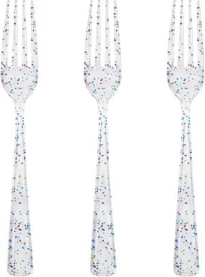 Supernal 360pcs Glitter Disposable Plastic Forks,Plastic Silverware Heavy Duty,Clear Plastic Forks,Glitter Disposable Cutlery for Birthdays, Parties, Bridal Shower and Weddings