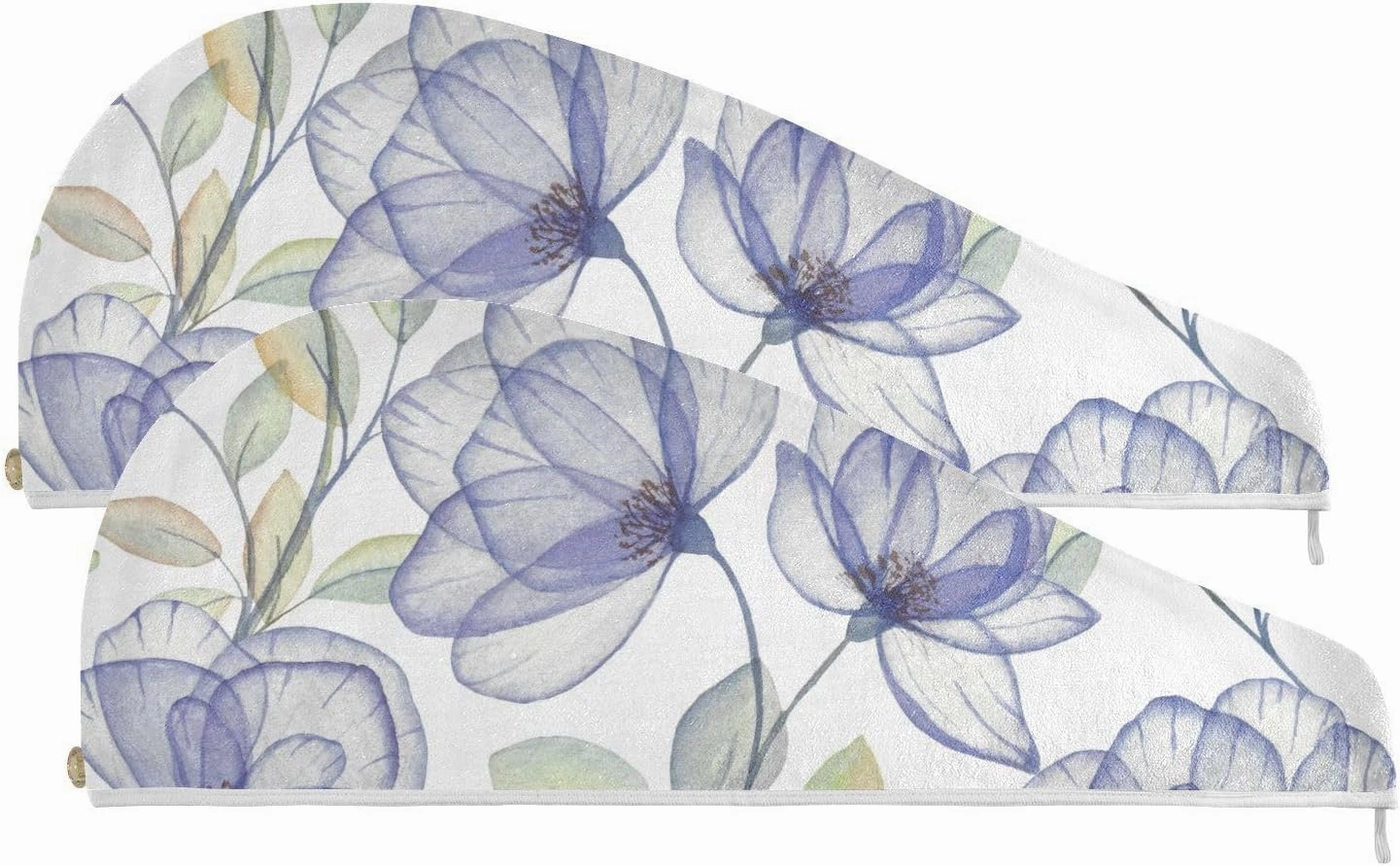 susiyo Translucent Flowers Floral Hair Towel Wrap 2 Pcs Soft Absorbent Bath Hair Drying Towel Dryer Cap