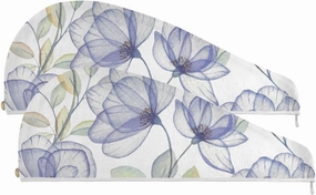 susiyo Translucent Flowers Floral Hair Towel Wrap 2 Pcs Soft Absorbent Bath Hair Drying Towel Dryer Cap