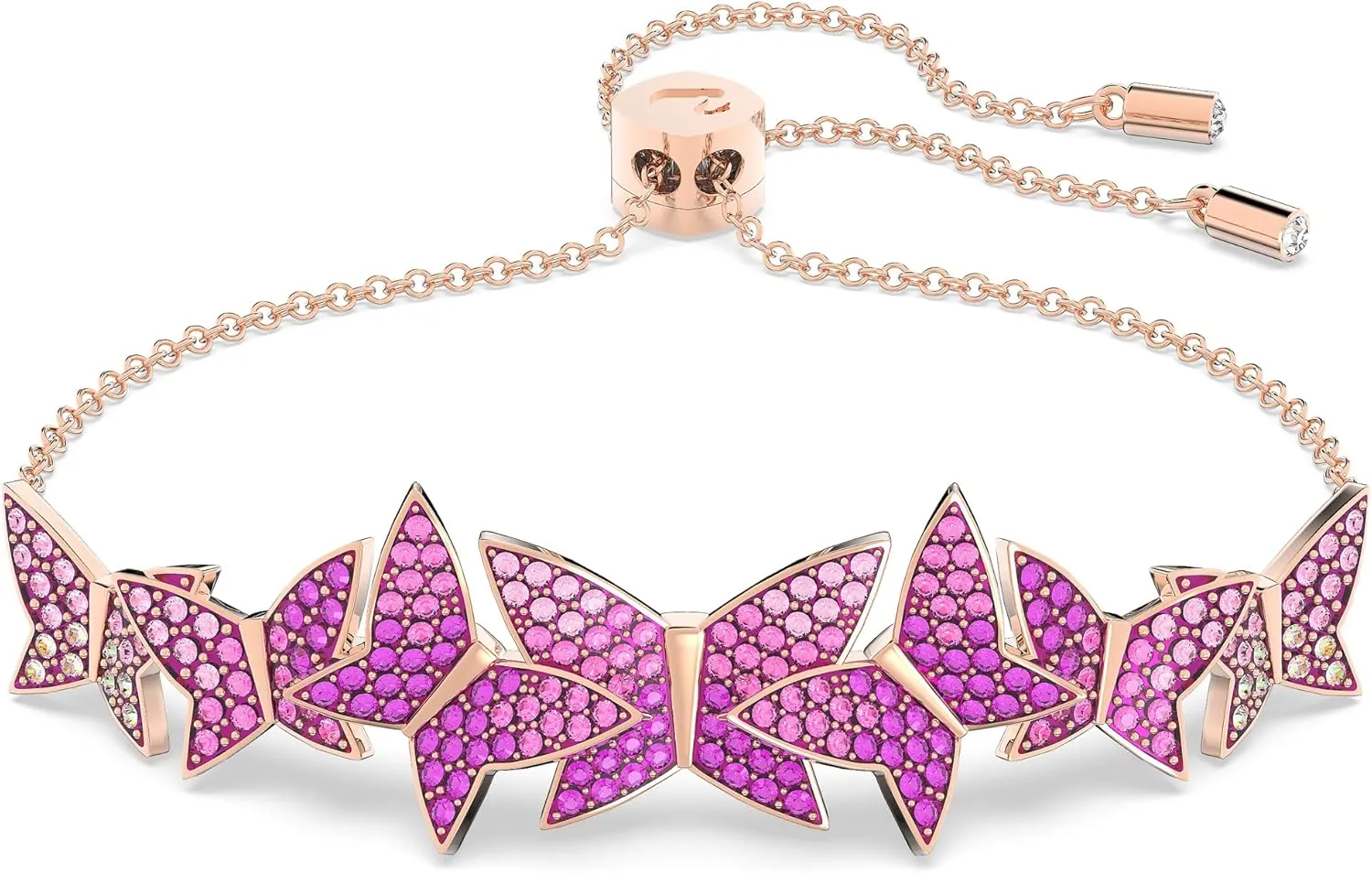 Swarovski Lilia Butterfly Necklace, Earrings, and Bracelet Crystal Jewelry Collection, Pink Crystals on a Rose Gold Tone Finish