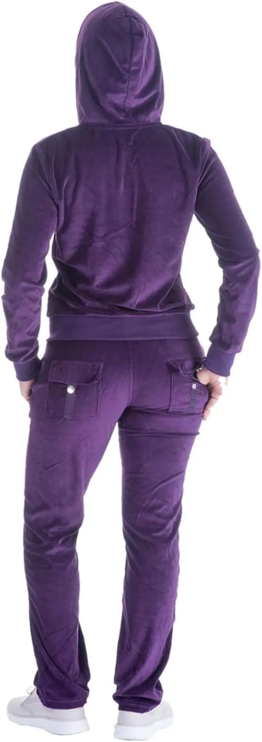 Sweat Suits for Women Set Comfortable Sweat Outfits Workout Suit Zip Velour Hoodie and Jogger Sport Suit