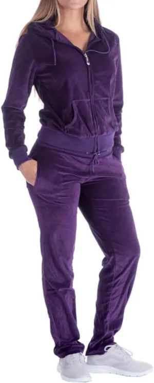 Sweat Suits for Women Set Comfortable Sweat Outfits Workout Suit Zip Velour Hoodie and Jogger Sport Suit
