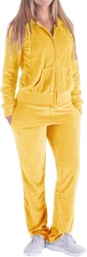 Sweat Suits for Women Set Comfortable Sweat Outfits Workout Suit Zip Velour Hoodie and Jogger Sport Suit