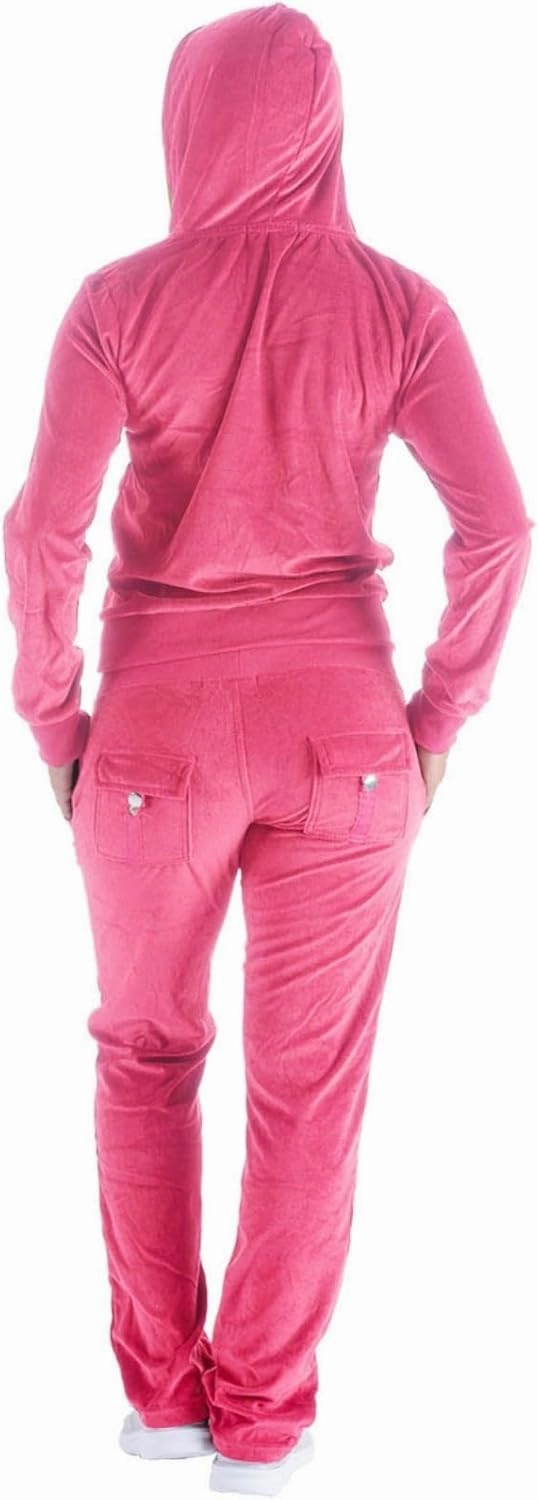 Sweat Suits for Women Set Comfortable Sweat Outfits Workout Suit Zip Velour Hoodie and Jogger Sport Suit