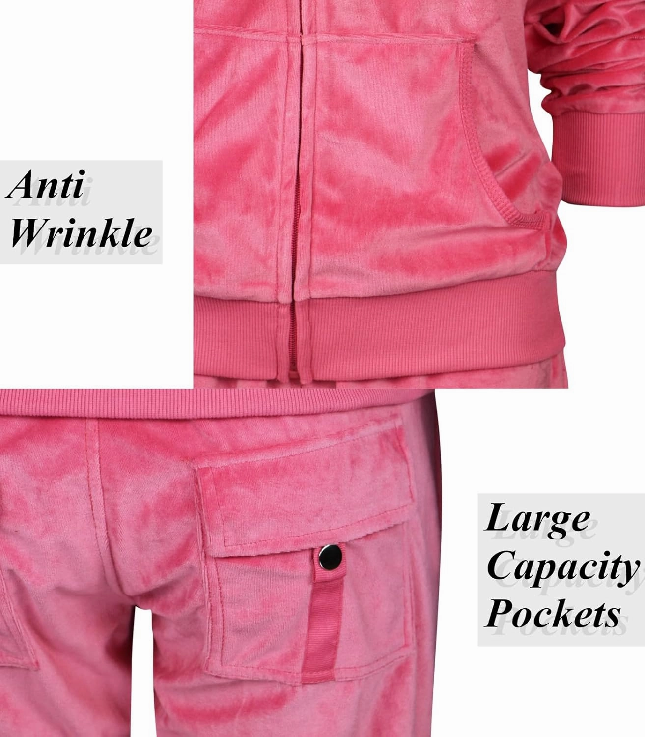 Sweat Suits for Women Set Comfortable Sweat Outfits Workout Suit Zip Velour Hoodie and Jogger Sport Suit
