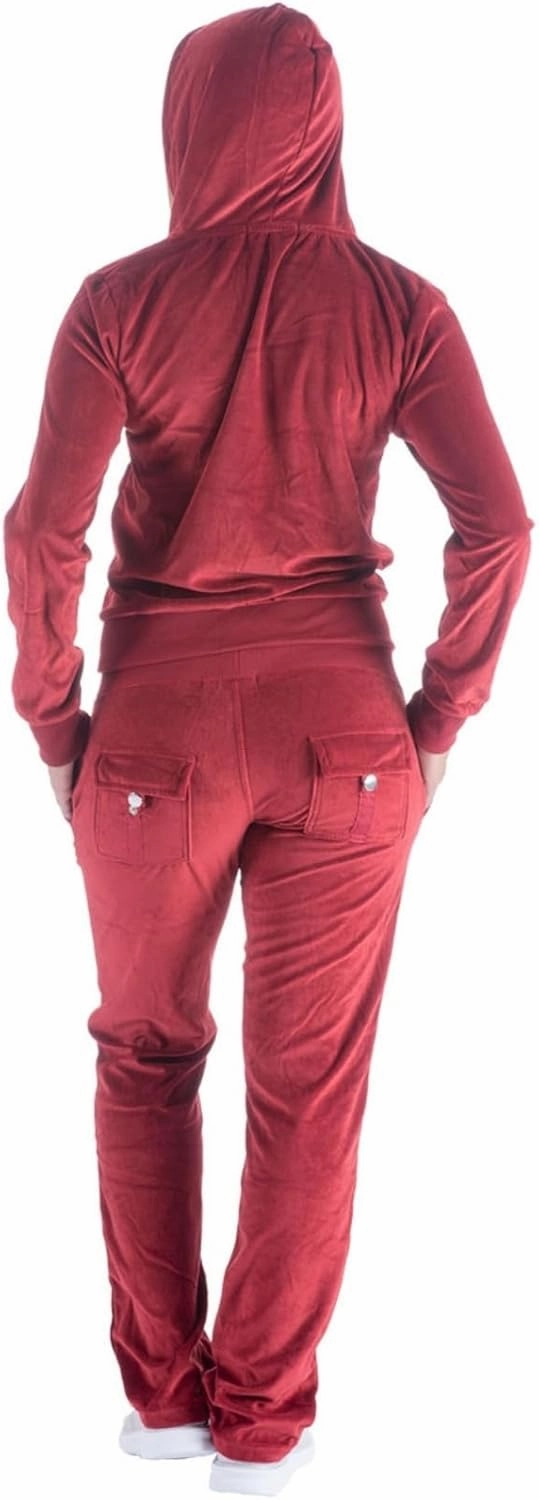 Sweat Suits for Women Set Comfortable Sweat Outfits Workout Suit Zip Velour Hoodie and Jogger Sport Suit