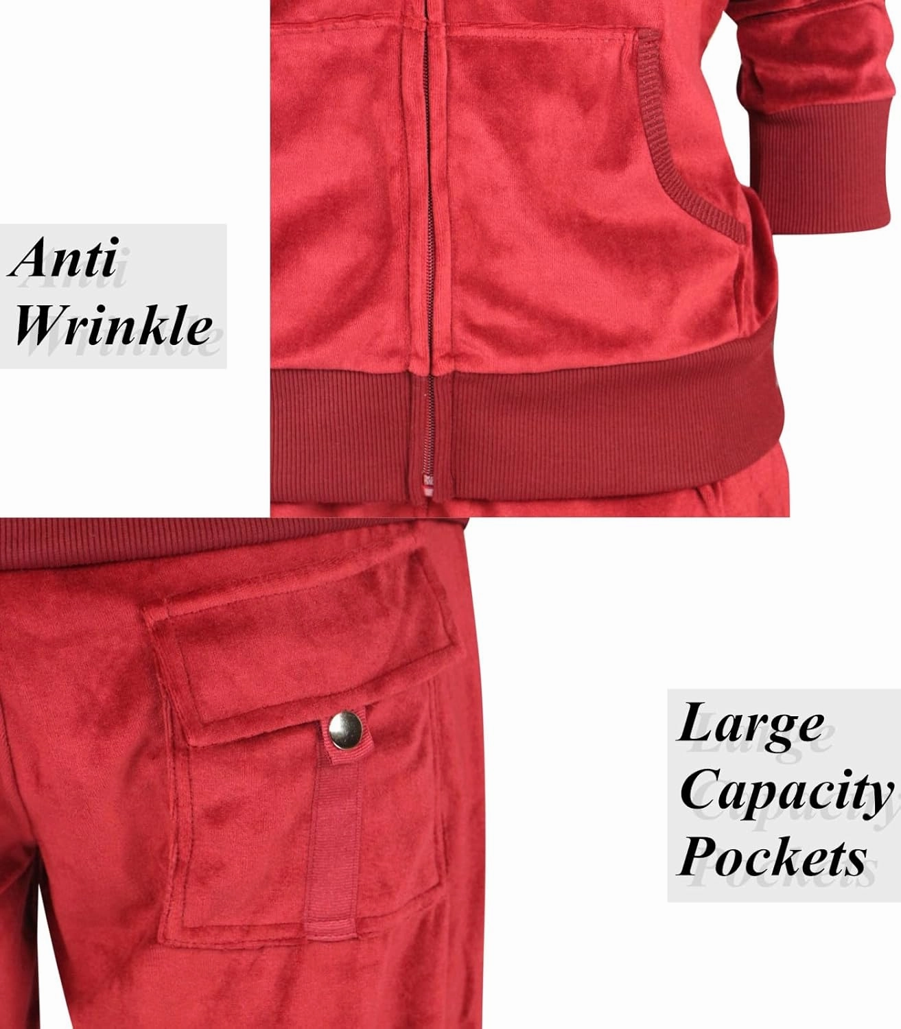 Sweat Suits for Women Set Comfortable Sweat Outfits Workout Suit Zip Velour Hoodie and Jogger Sport Suit