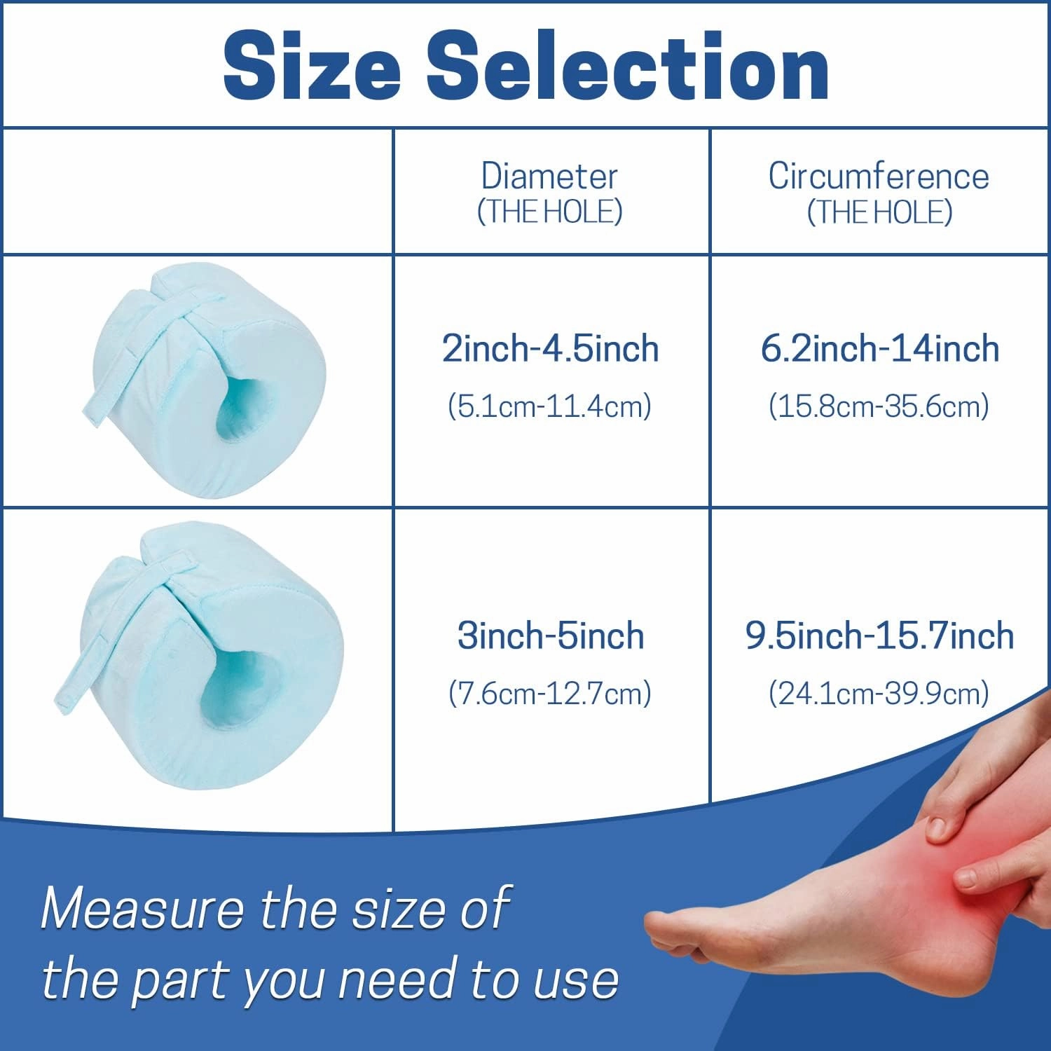 SWISSELITE Ankle Protector Cushion Anti-Bedsore Zipper Removable Cover Foot Elevation Pillow Wedge Sleeping Rest Foot Stabilizer-Nursing Cushion for Heel Protection