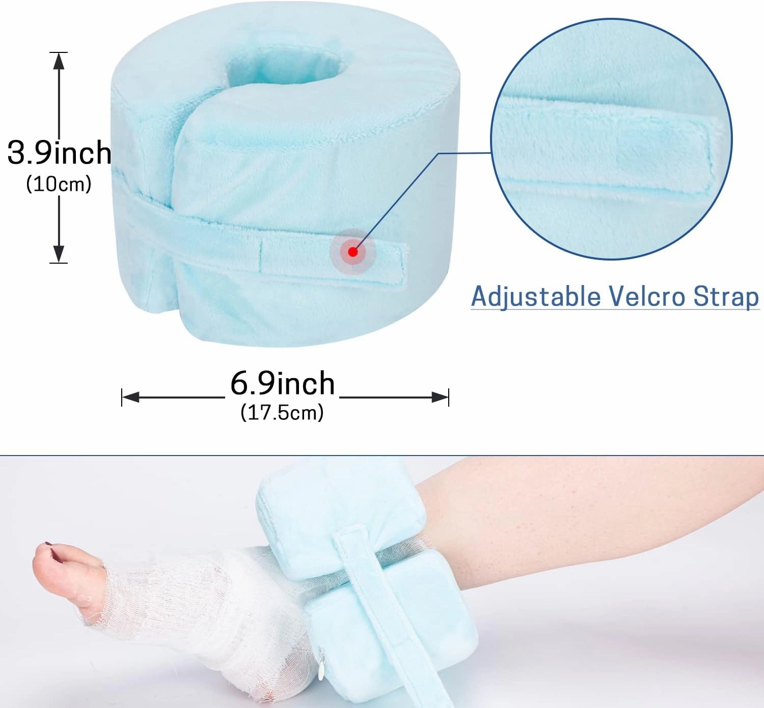 SWISSELITE Ankle Protector Cushion Anti-Bedsore Zipper Removable Cover Foot Elevation Pillow Wedge Sleeping Rest Foot Stabilizer-Nursing Cushion for Heel Protection