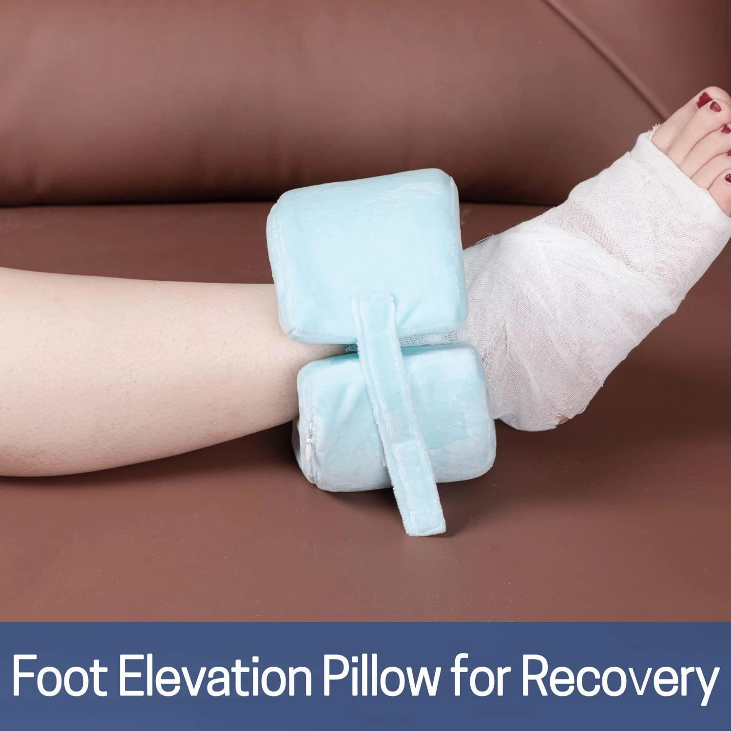 SWISSELITE Ankle Protector Cushion Anti-Bedsore Zipper Removable Cover Foot Elevation Pillow Wedge Sleeping Rest Foot Stabilizer-Nursing Cushion for Heel Protection