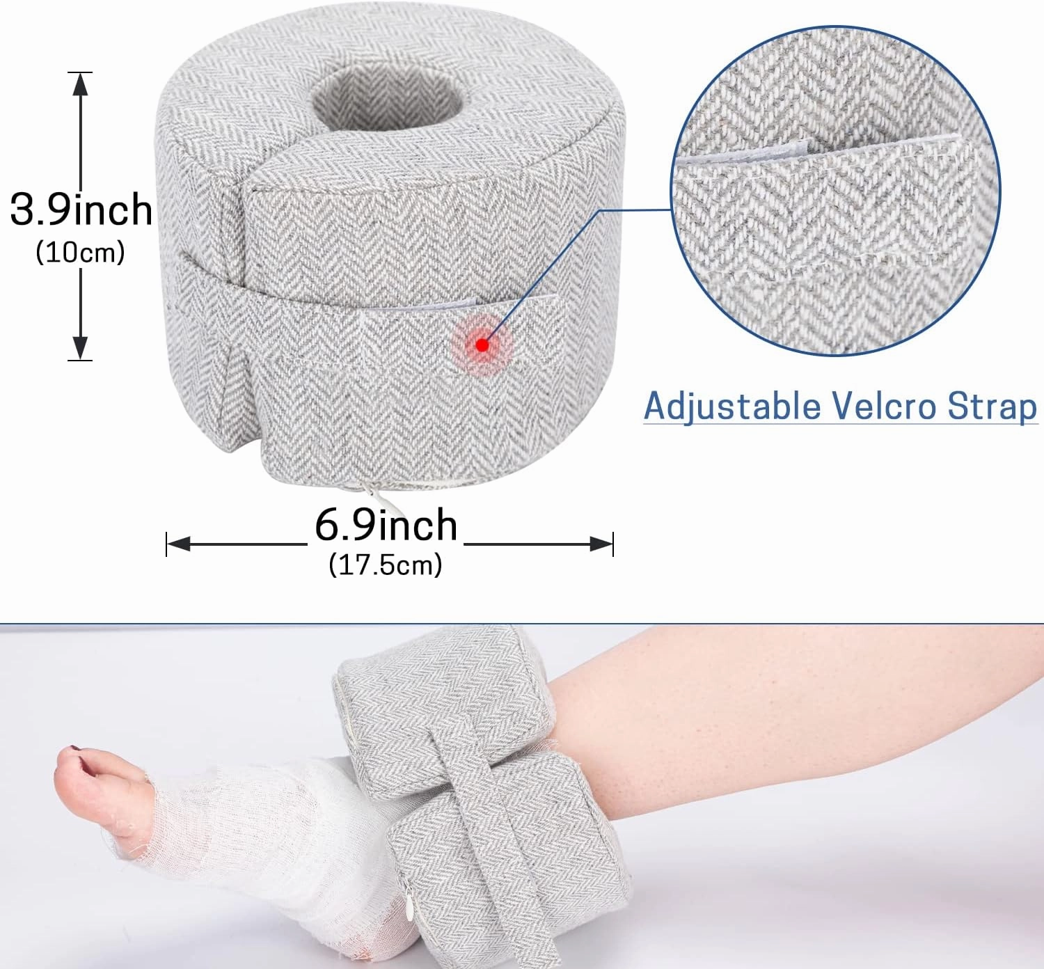 SWISSELITE Foot Support Pillow Ankle Protector Cushion Anti-Bedsore Zipper Removable Cover Foot Elevation Pillow Wedge Sleeping Rest Foot Stabilizer-Nursing Cushion for Heel Protection