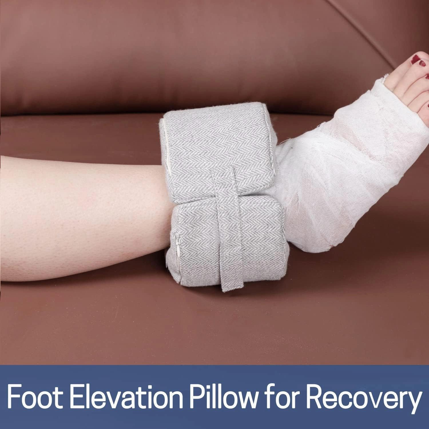 SWISSELITE Foot Support Pillow Ankle Protector Cushion Anti-Bedsore Zipper Removable Cover Foot Elevation Pillow Wedge Sleeping Rest Foot Stabilizer-Nursing Cushion for Heel Protection