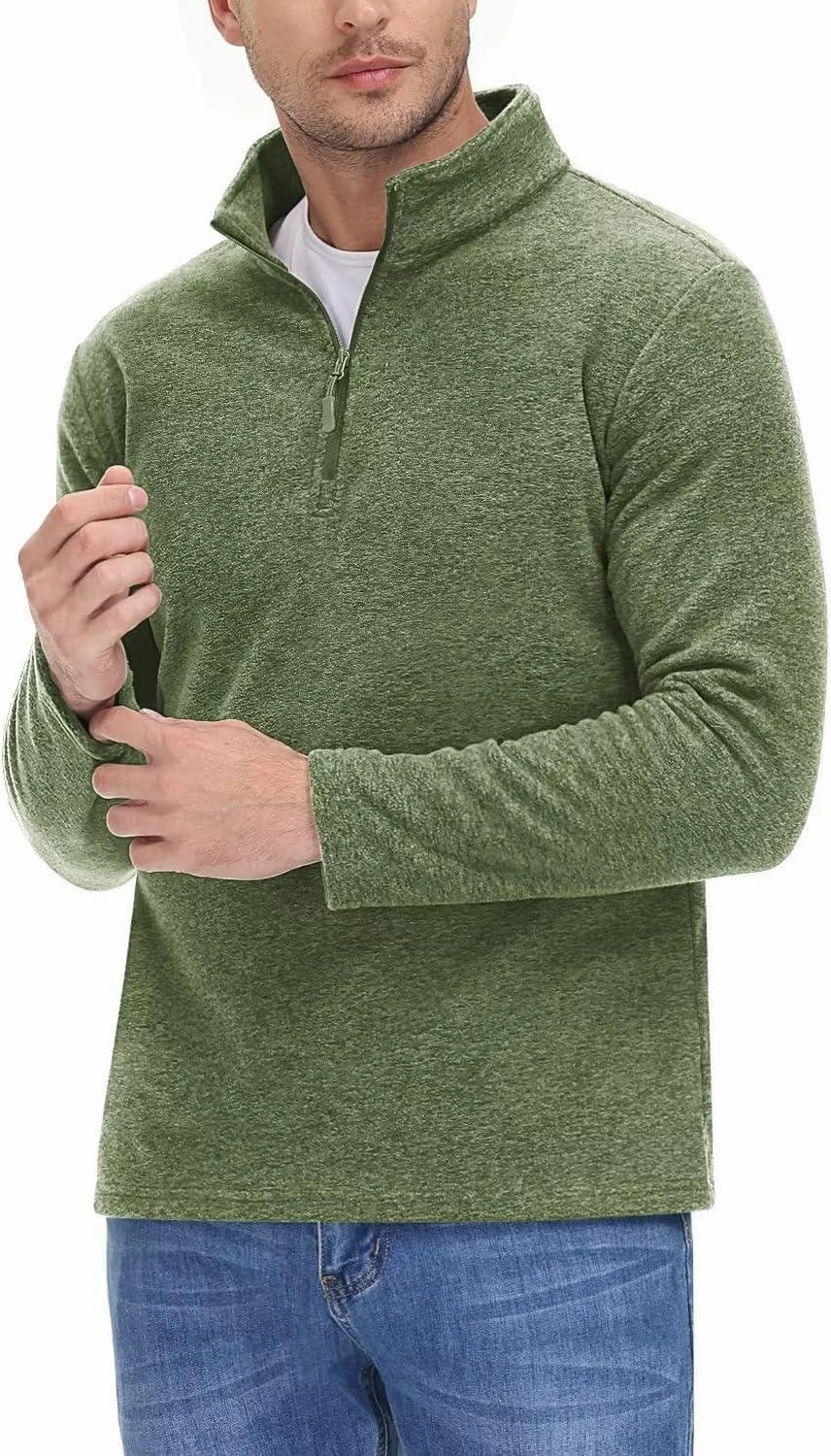 TACVASEN Mens Quarter Zip Sweatshirt Long Sleeve Pullover 1/4 Zip Up Golf Shirt for Men Winter Fleece Lined Thermal Sweater