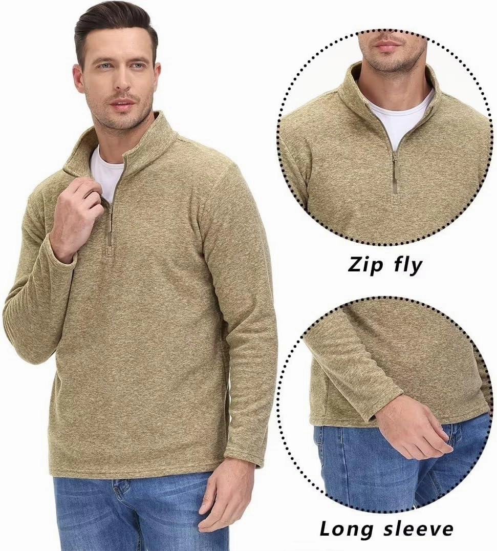 TACVASEN Mens Quarter Zip Sweatshirt Long Sleeve Pullover 1/4 Zip Up Golf Shirt for Men Winter Fleece Lined Thermal Sweater