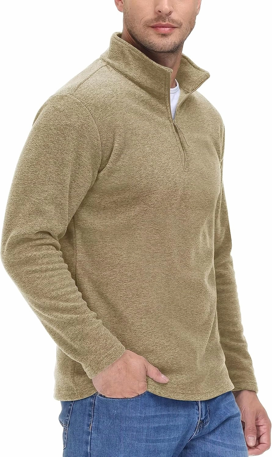 TACVASEN Mens Quarter Zip Sweatshirt Long Sleeve Pullover 1/4 Zip Up Golf Shirt for Men Winter Fleece Lined Thermal Sweater