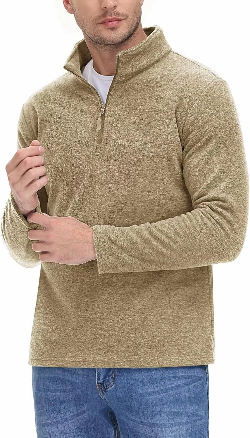 TACVASEN Mens Quarter Zip Sweatshirt Long Sleeve Pullover 1/4 Zip Up Golf Shirt for Men Winter Fleece Lined Thermal Sweater