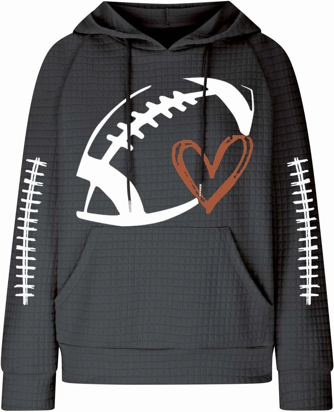 TANGNADE Game Day Sweatshirt Women Hood Plus Size Waffle Knit Pullover with Pocket Fall Ladies Plain Hoodie Sweatshirts