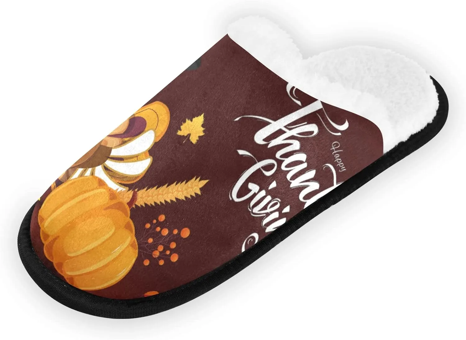 Thanksgiving Turkey Men's and Women's Slippers, Comfort Soft Plush Coral Fleece Non Slip House Slippers Home Shoes Indoor and Outdoor