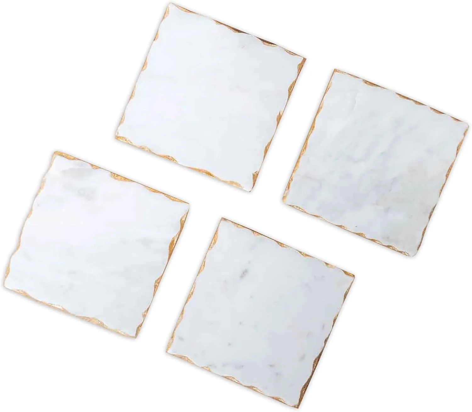 The Royal Standard Ferrara Square 4 x 4 Inch Marble and Gold Foiled Coasters Set of 4