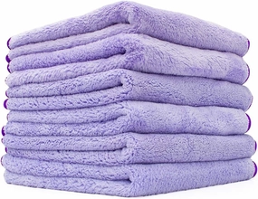 The Rag Company - Minx Royale - Professional Microfiber Detailing Towels, Premium 70/30 Blend, Super Plush, Rinseless & Waterless Wash, Buffing & Polishing, 400gsm, 16in x 16in, Lavender (6-Pack)