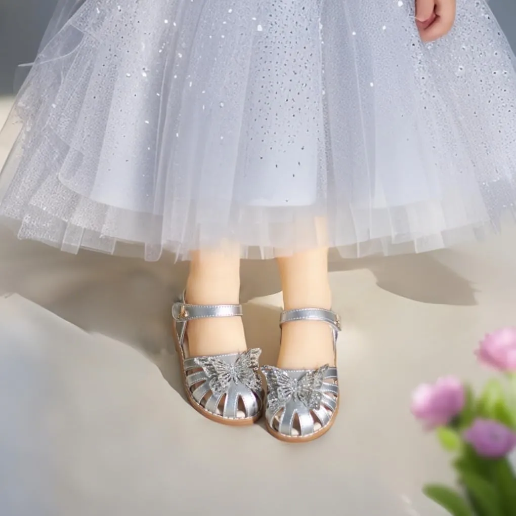 THEE BRON Princess Toddler Close Toe Sandals | Retro Lace-Up Design | Breathable Girls Shoes 3-12 Years