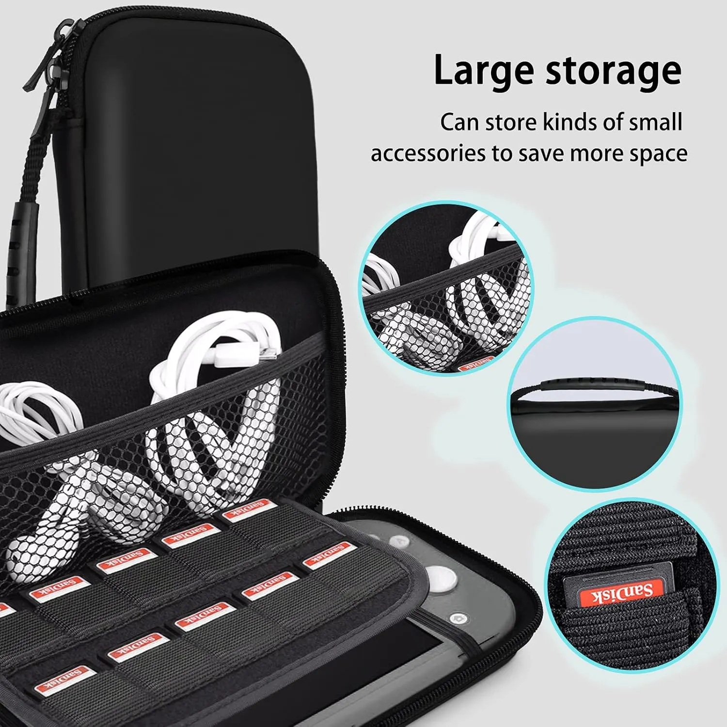 TIKOdirect Carrying Case for Nintendo Switch lite, Pink Shockproof Portable Travel Bag with Large Storage, Glitter Galaxy cover, Screen Protectors, Cute Cat Claw Thumb Grips Caps, Black