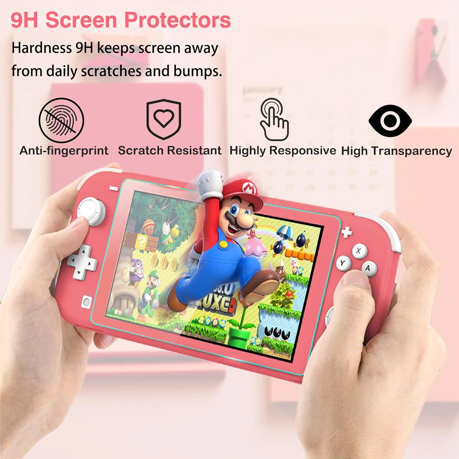 TIKOdirect Carrying Case for Nintendo Switch lite, Shockproof Portable Travel Bag with Glitter Galaxy cover, Screen Protectors and Cute Leaf Thumb Grips Caps, Animal Crossing Pink